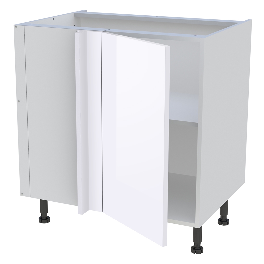Meuble bas d'angle cuisine 1 porte H. 87 cm x L. 80 cm - Blanc brillant