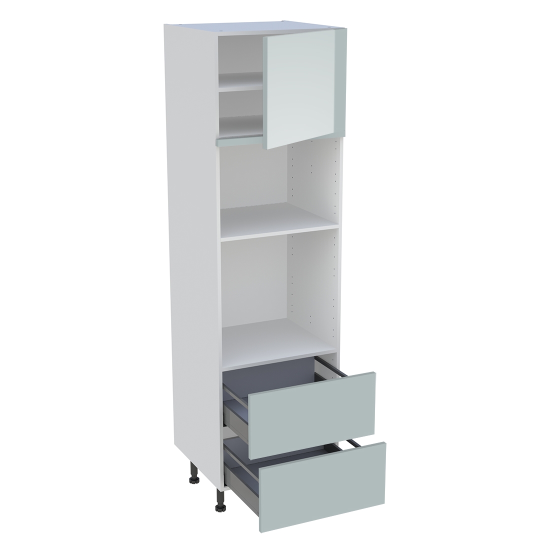 Colonne cuisine 1 porte, 2 casseroliers H. 216,6 cm x L. 60 cm - Gris cendre brillant