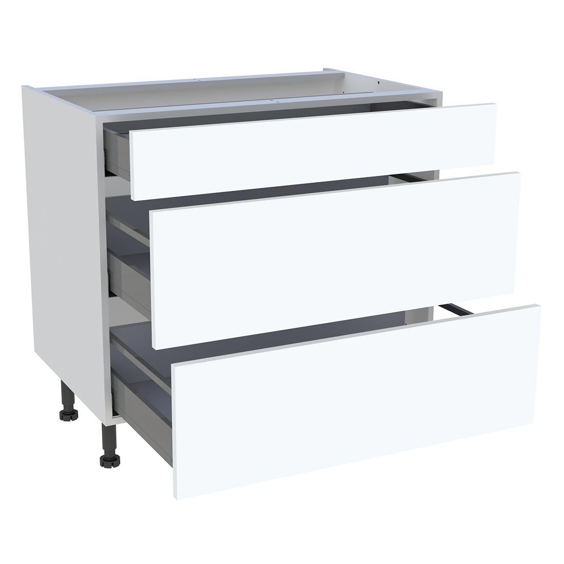 Meuble bas cuisine 1 tiroir, 2 casseroliers H. 87 cm x L. 90 cm - Blanc mat