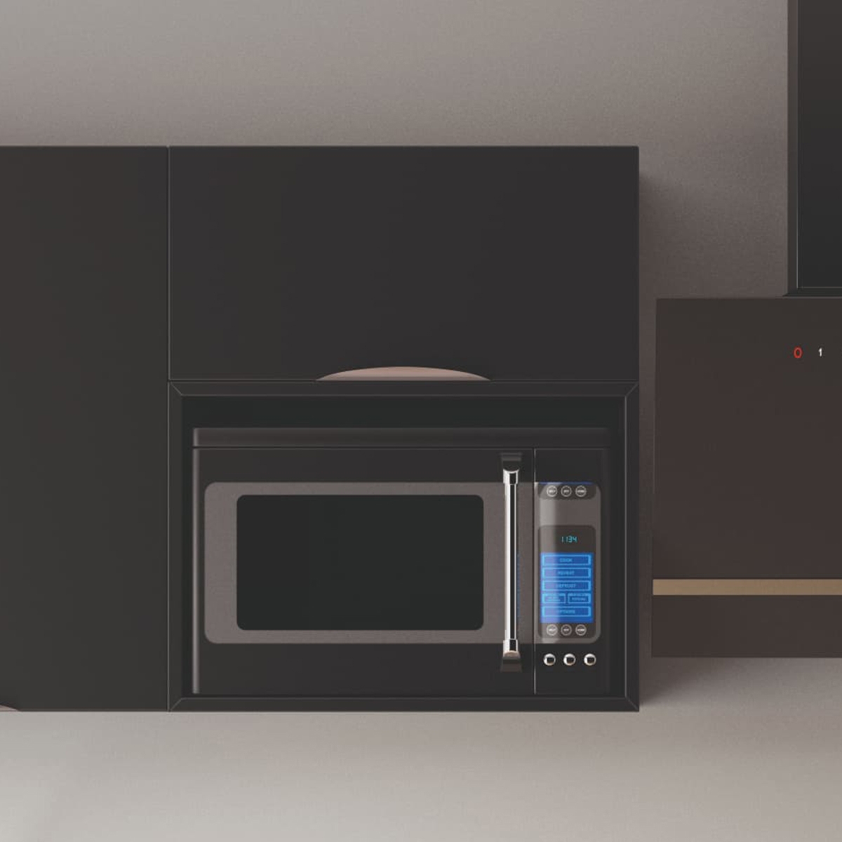 Cuisine complète Noir mat 180cm avec meuble micro-ondes