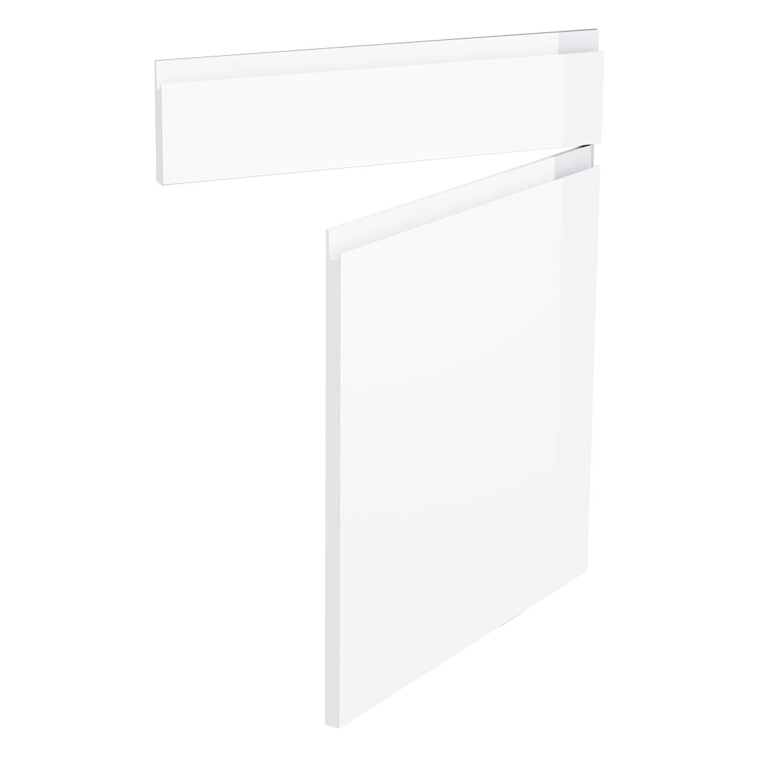 Kit façade meuble cuisine Blanc Brillant Sans Poignée 1 porte, 1 faux tiroir H. 71,7 cm L. 59,7 cm