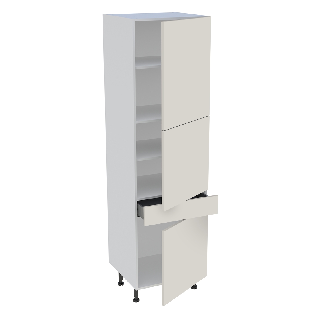 Colonne cuisine 3 portes, 1 tiroir H. 216,6 cm x L. 60 cm - Lin mat