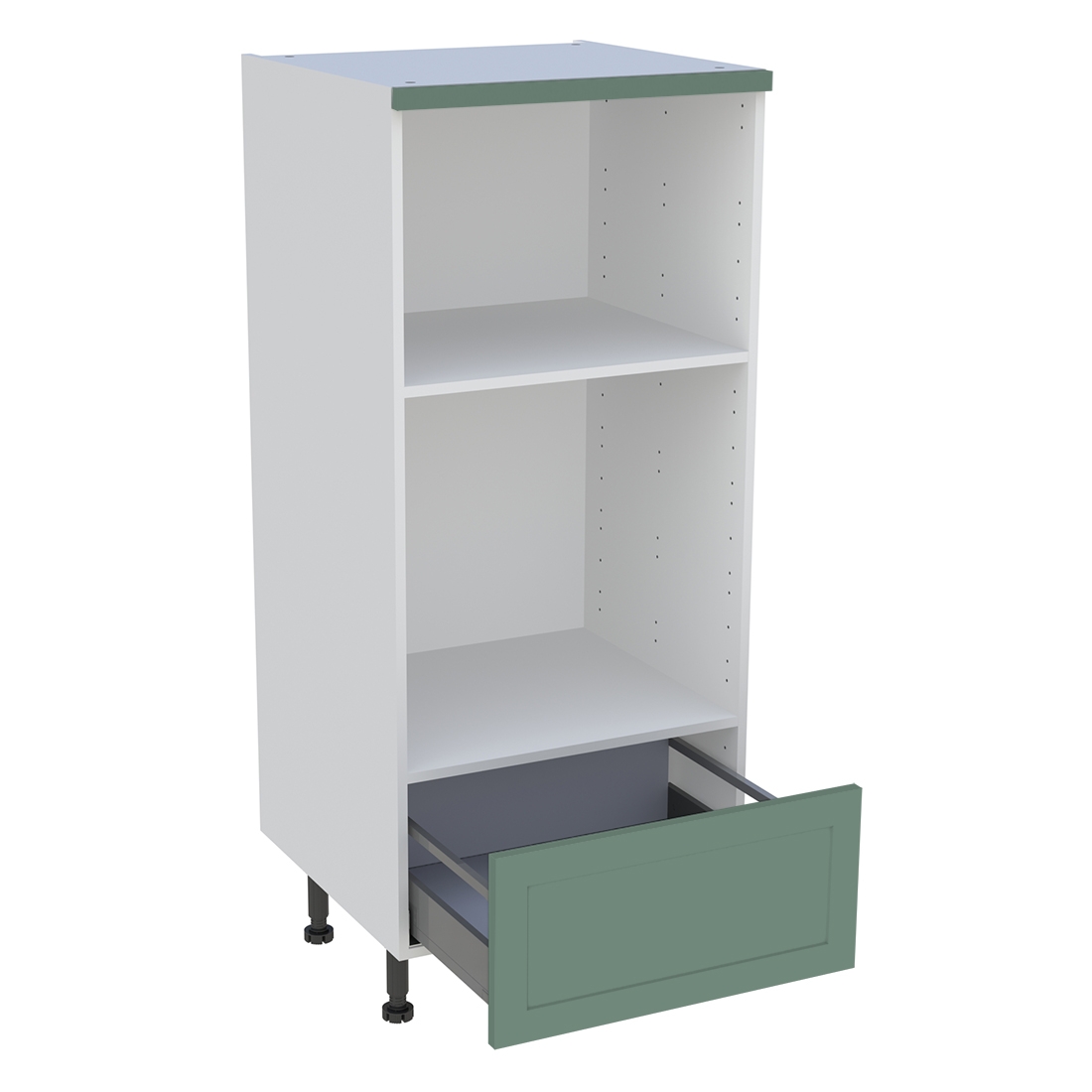 Demi colonne cuisine 1 casserolier H. 129,6 cm x L. 60 cm - Vert sauge cadre