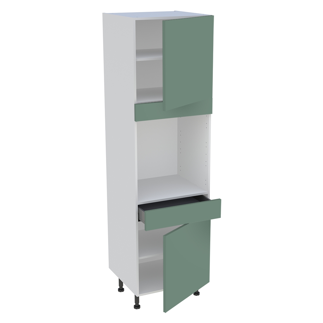 Colonne cuisine 2 portes, 1 tiroir H. 216,6 cm x L. 60 cm - Vert sauge mat