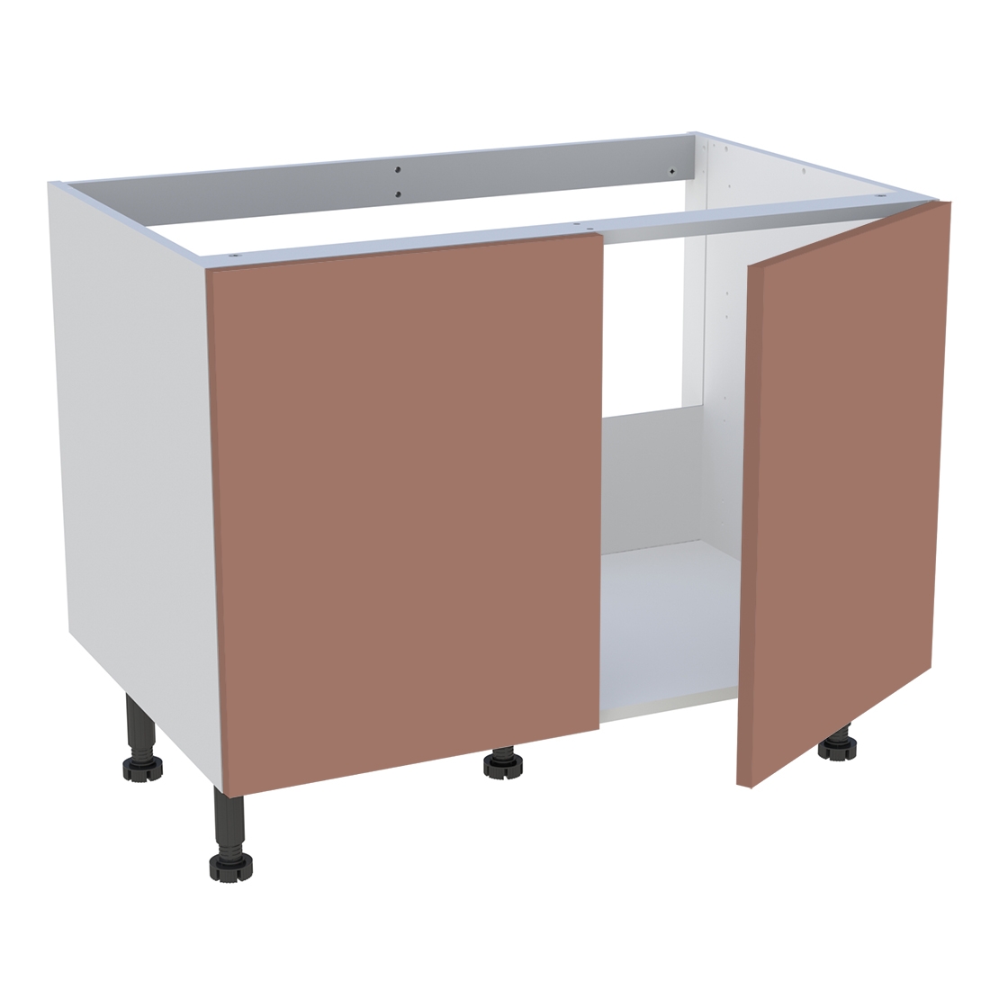 Meuble bas cuisine 2 portes pour évier timbre H. 72,6 cm x L. 90 cm  - Terracotta mat