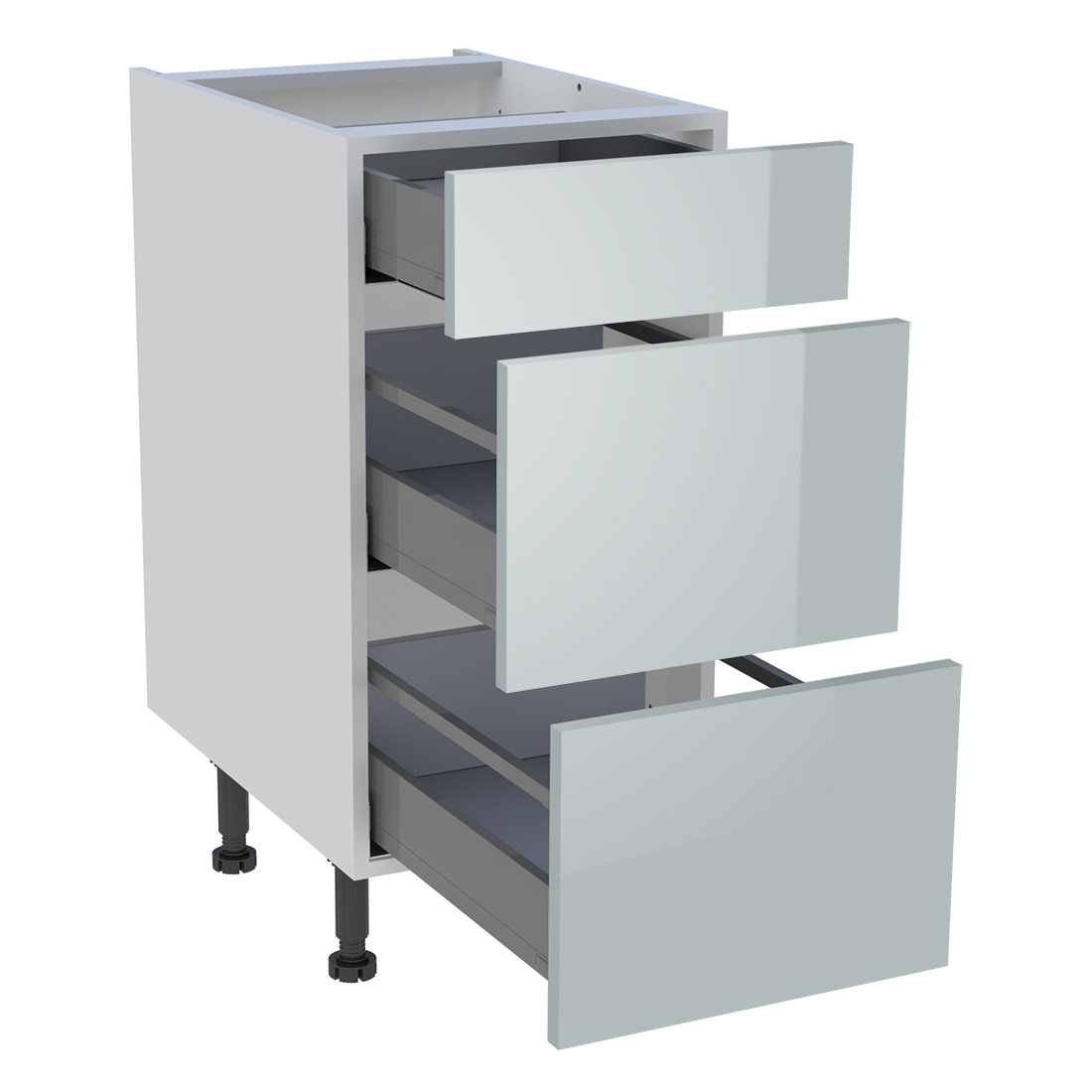 Meuble bas cuisine 1 tiroir, 2 casseroliers H. 87 cm x L. 40 cm - Gris cendre brillant