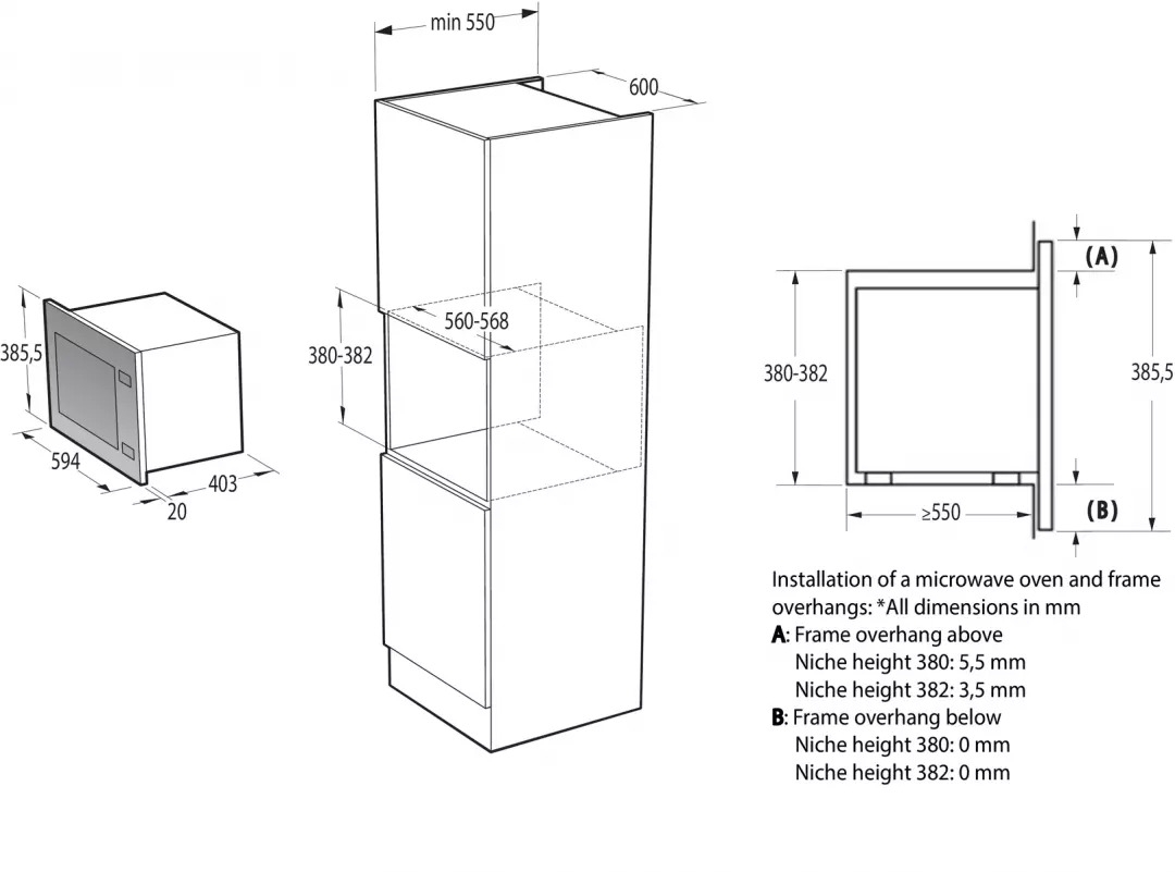 Micro-ondes grill encastrable pour colonne - Hisense BIM325GI63DBG