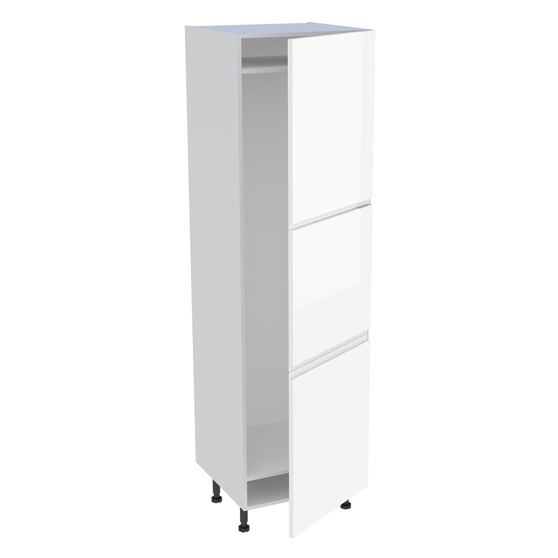 Colonne cuisine 3 portes H. 216,6 cm x L. 60 cm - CFR3P60 - Blanc brillant sans poignée