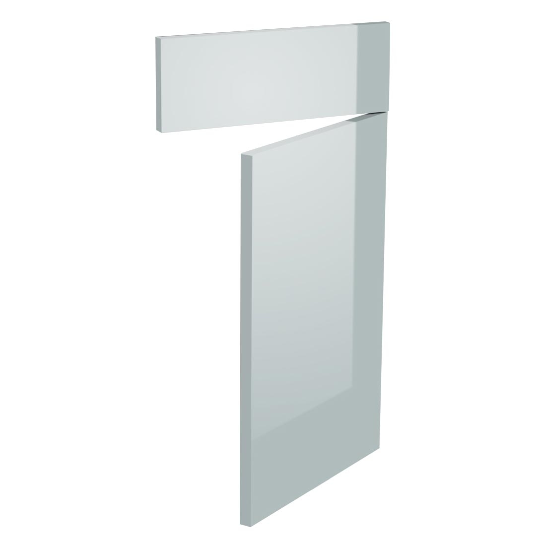 Kit façade meuble cuisine Gris Cendre Brillant 1 porte, 1 faux tiroir H. 71,7 cm L. 39,7 cm