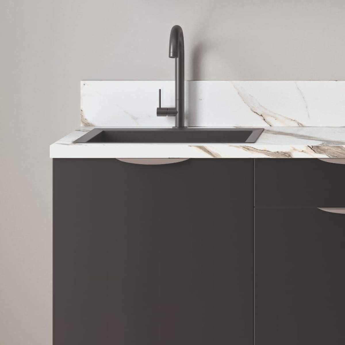 Cuisine complète Noir mat 180cm avec meuble micro-ondes