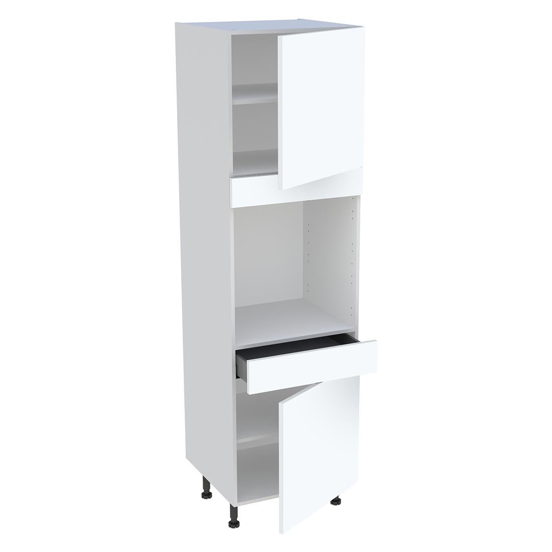 Colonne cuisine 2 portes, 1 tiroir H. 216,6 cm x L. 60 cm - Blanc mat