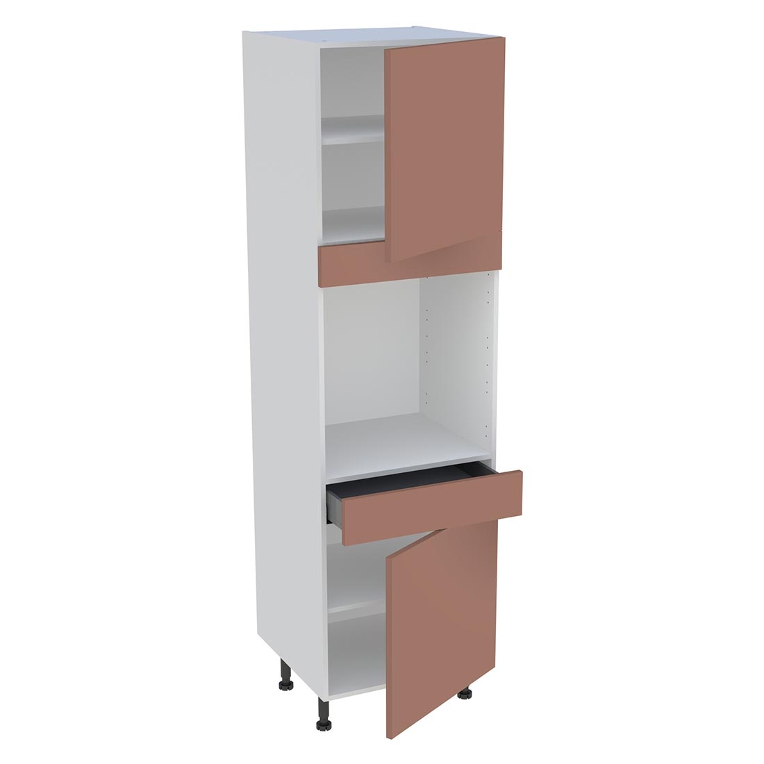 Colonne cuisine 2 portes, 1 tiroir H. 216,6 cm x L. 60 cm - Terracotta mat