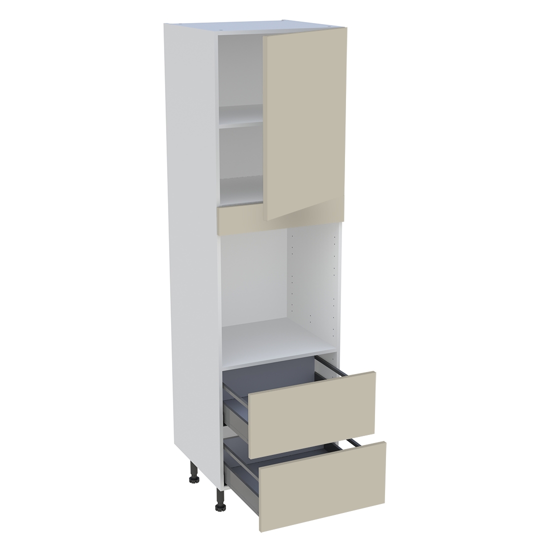Colonne cuisine 1 porte, 2 casseroliers H. 216,6 cm x L. 60 cm - CF2C1P - Beige mat
