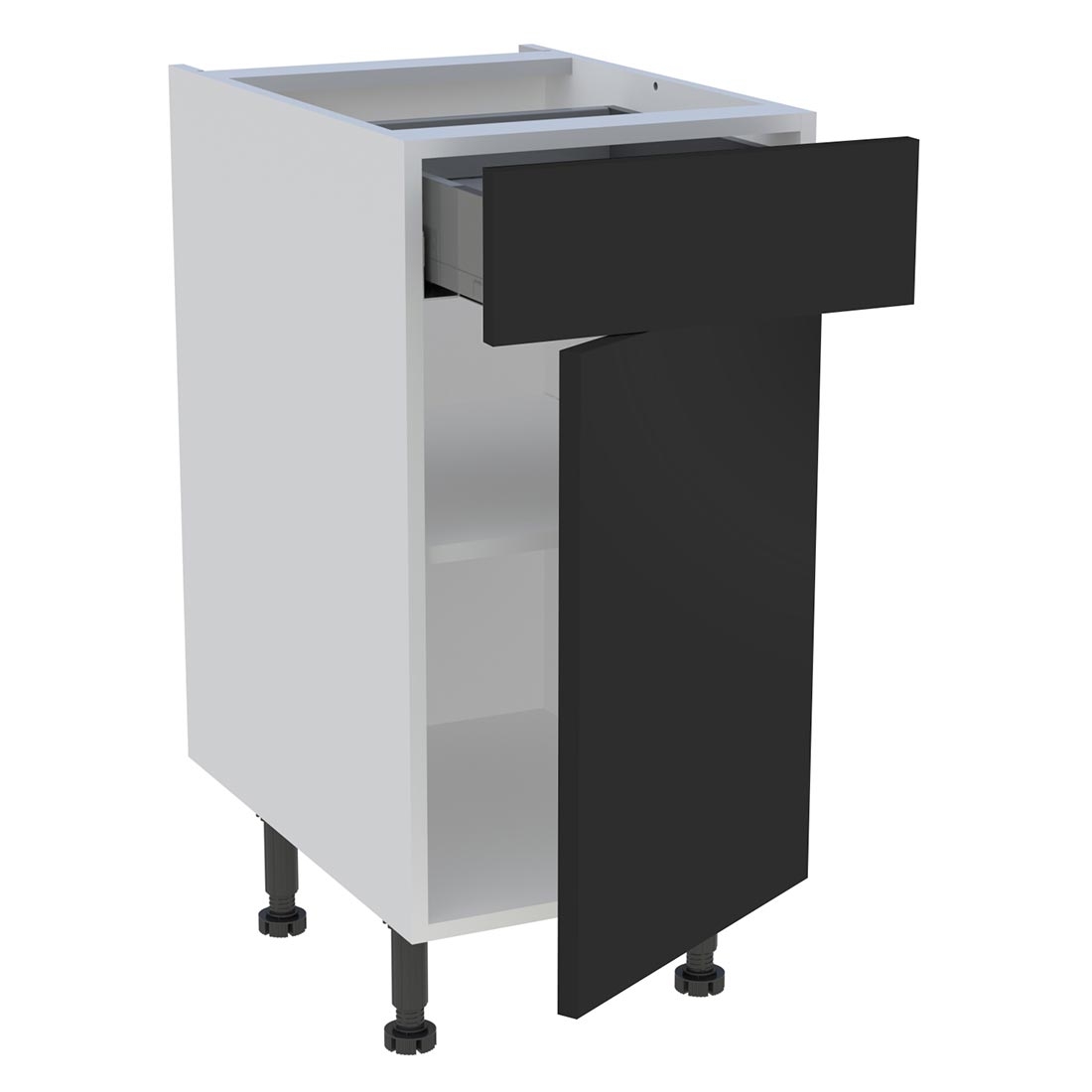 Meuble bas cuisine 1 porte, 1 tiroir H. 87 cm x L. 40 cm - Noir mat