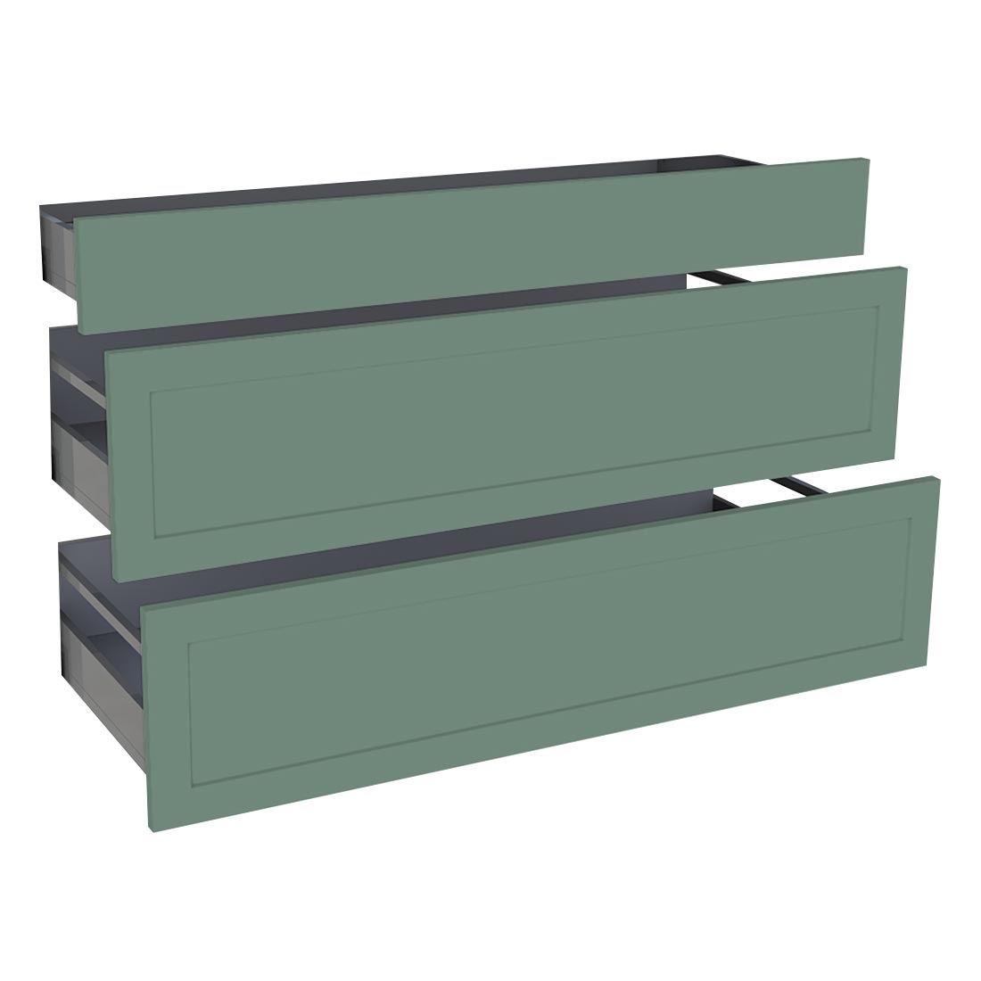 Kit façade meuble cuisine Vert Sauge Cadre 1 tiroir, 2 casseroliers H. 71,7 cm L. 119,7 cm