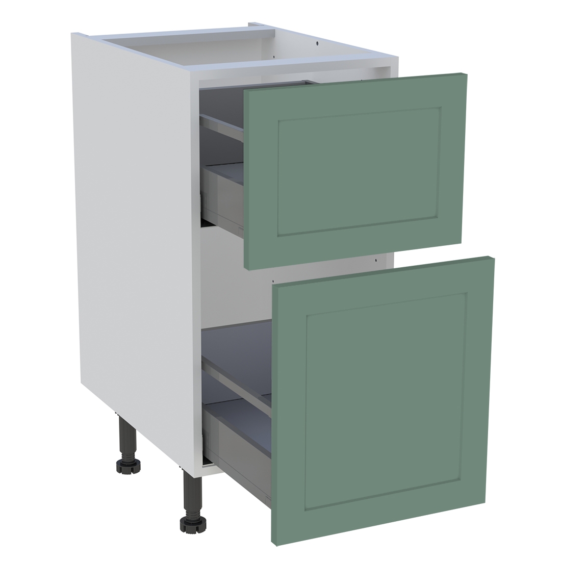 Meuble bas cuisine 2 casseroliers H. 87 cm x L. 40 cm - Vert sauge cadre