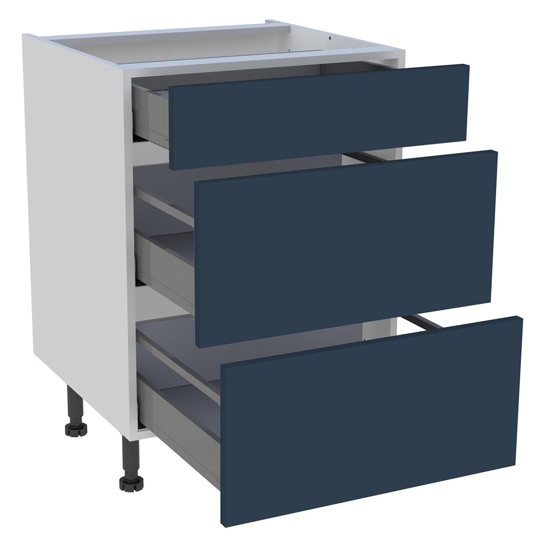 Meuble bas cuisine 1 tiroir, 2 casseroliers H. 87 cm x L. 60 cm - Bleu nuit mat
