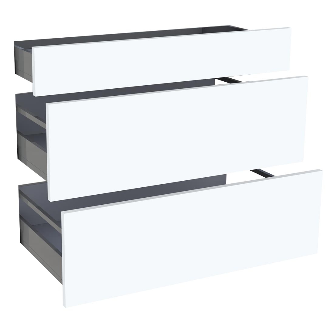 Kit façade meuble cuisine Blanc Mat 1 tiroir, 2 casseroliers H. 71,7 cm L. 89,7 cm