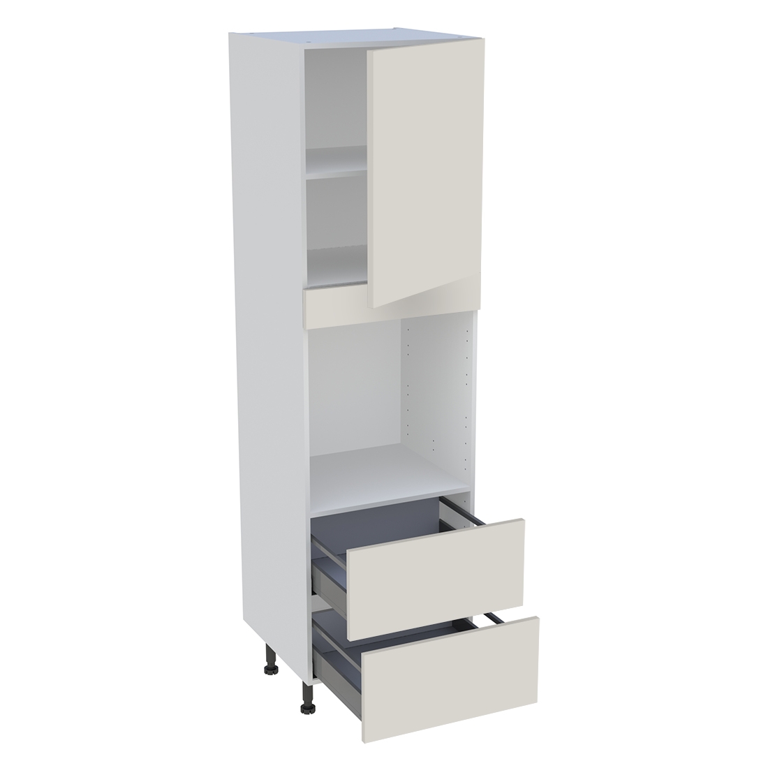 Colonne cuisine 1 porte, 2 casseroliers H. 216,6 cm x L. 60 cm - CF2C1P - Lin mat