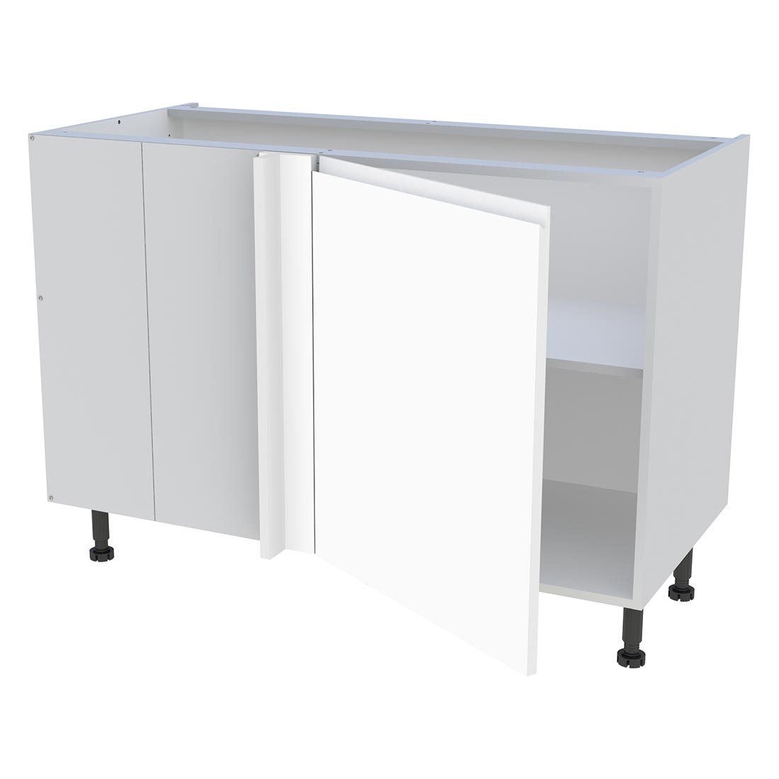 Meuble bas d'angle cuisine 1 porte H. 87 cm x L. 120 cm - Blanc mat sans poignée