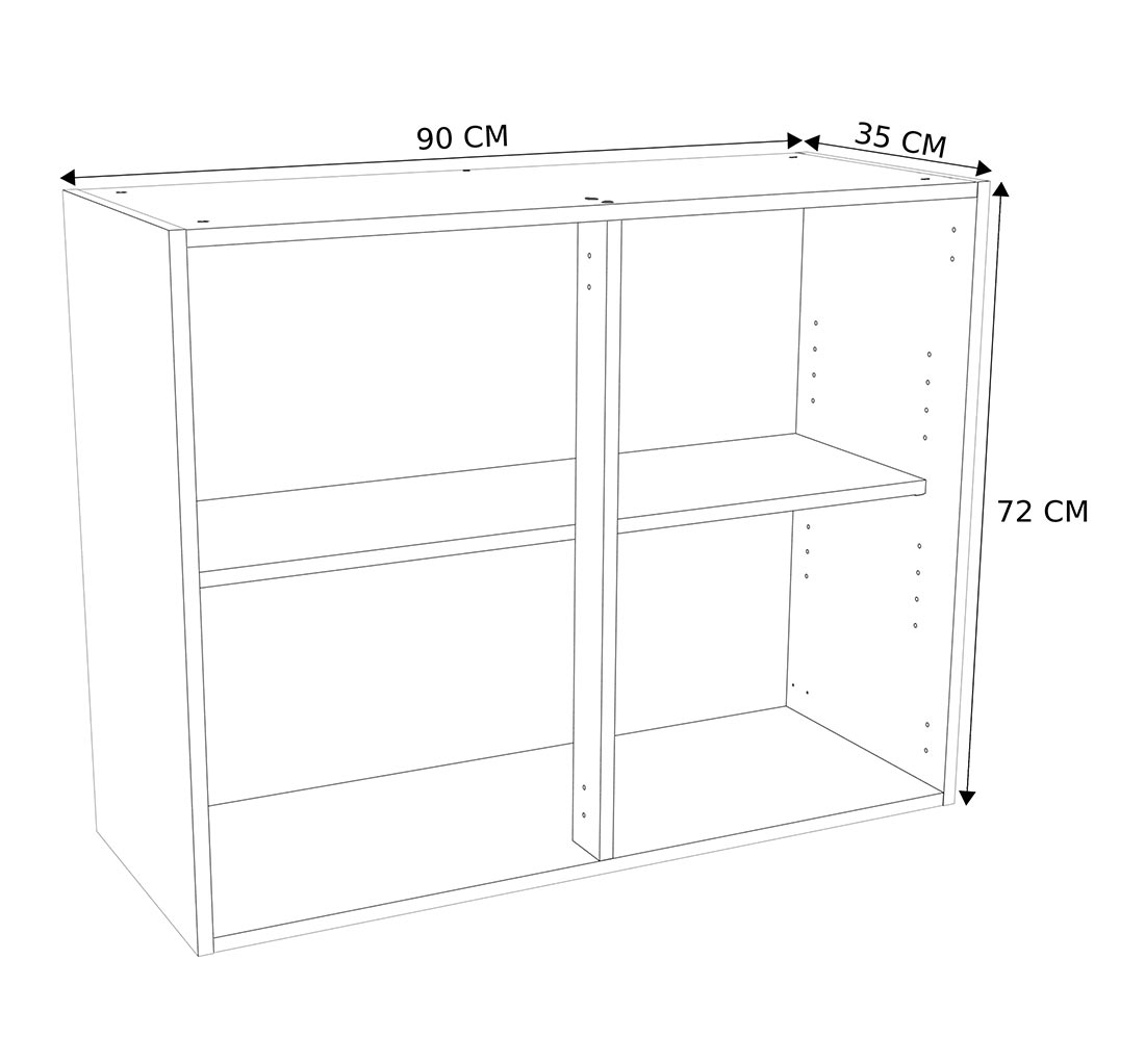 Caisson Meuble bas cuisine Blanc H. 87 cm x L. 90 cm x P. 35 cm