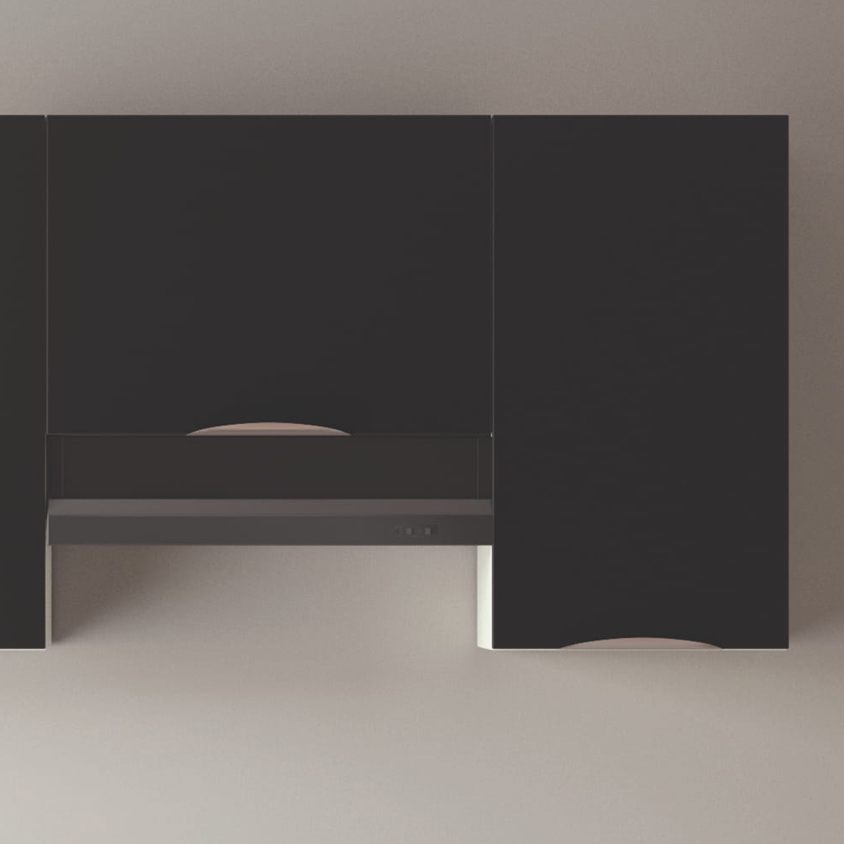 Cuisine complète Noir mat 220 cm avec meuble hotte - Avec Plan de travail