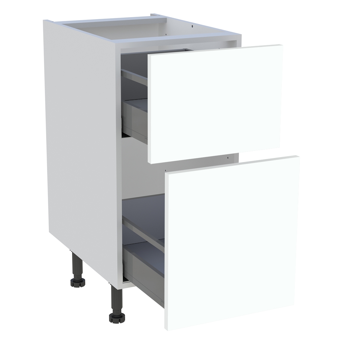 Meuble bas cuisine 2 casseroliers H. 87 cm x L. 40 cm - Blanc chaud mat