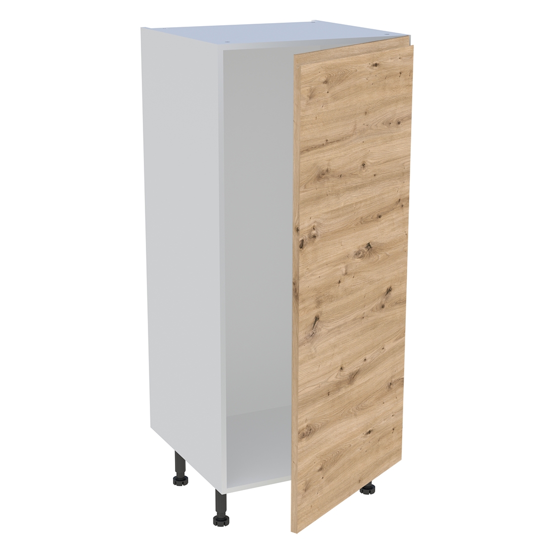 Demi colonne cuisine 1 porte H. 129,6 cm x L. 60 cm - Chêne naturel sans poignée