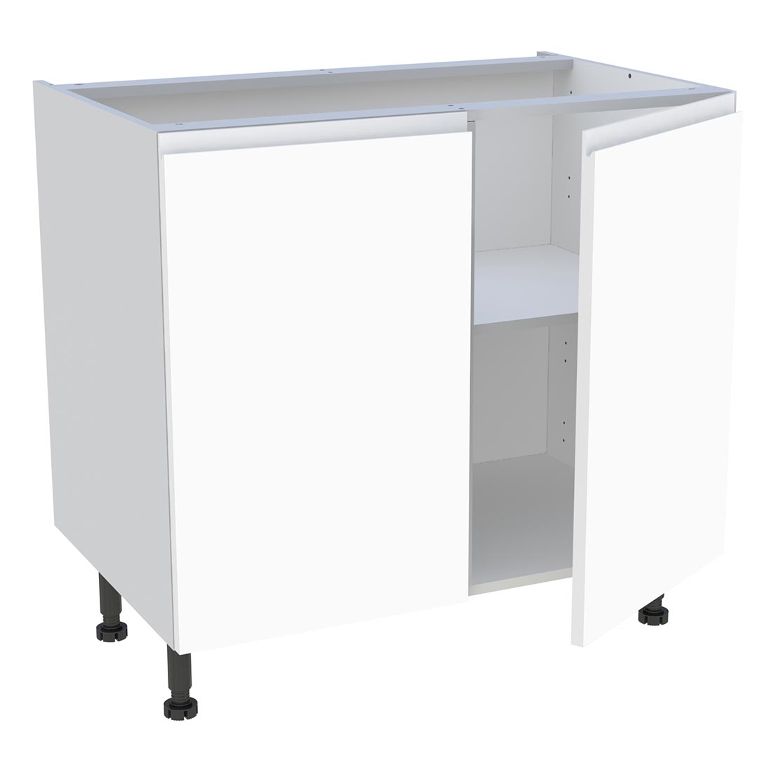 Meuble bas cuisine 2 portes H. 87 cm x L. 90 cm - Blanc mat sans poignée