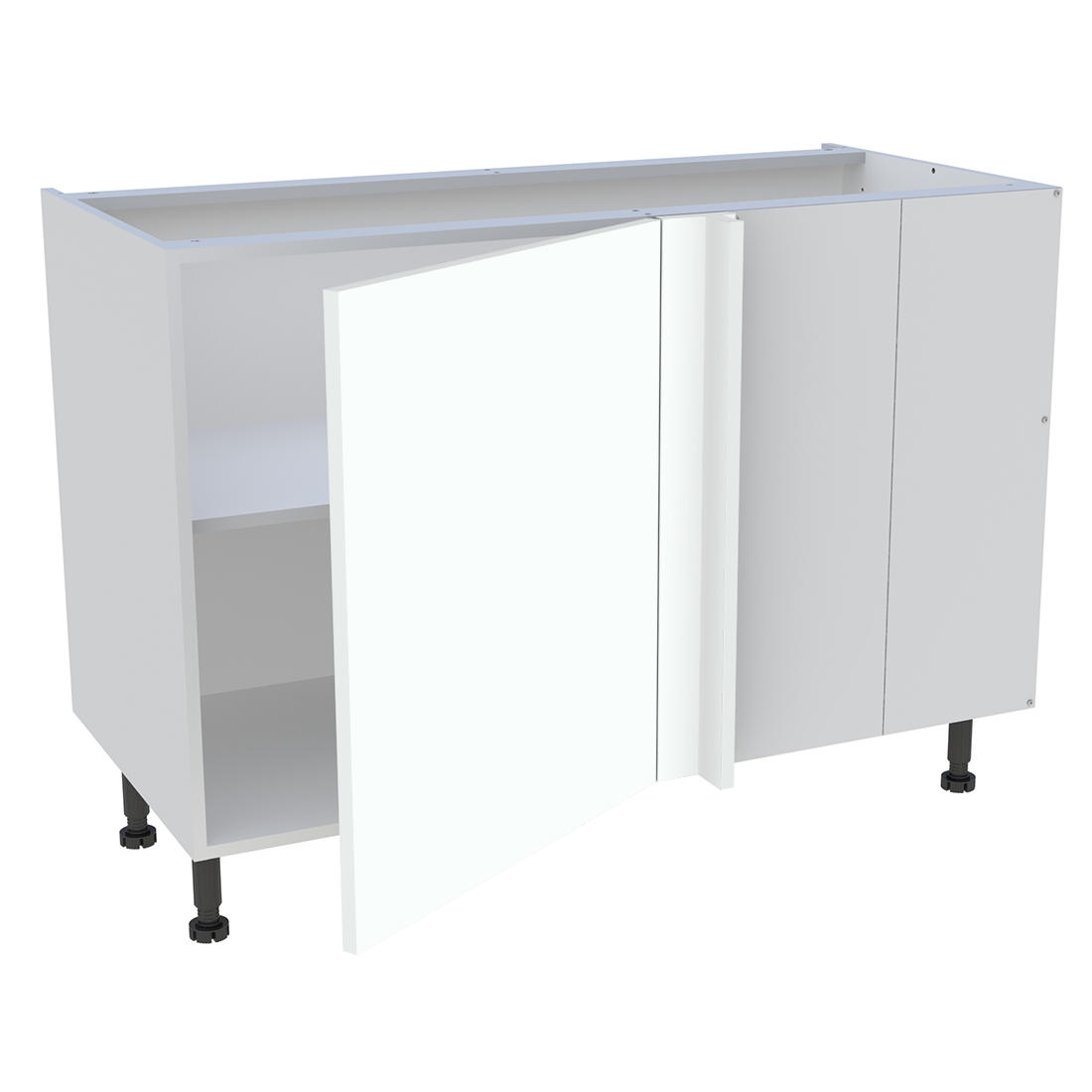 Meuble bas d'angle cuisine 1 porte H. 87 cm x L. 120 cm - Blanc chaud mat