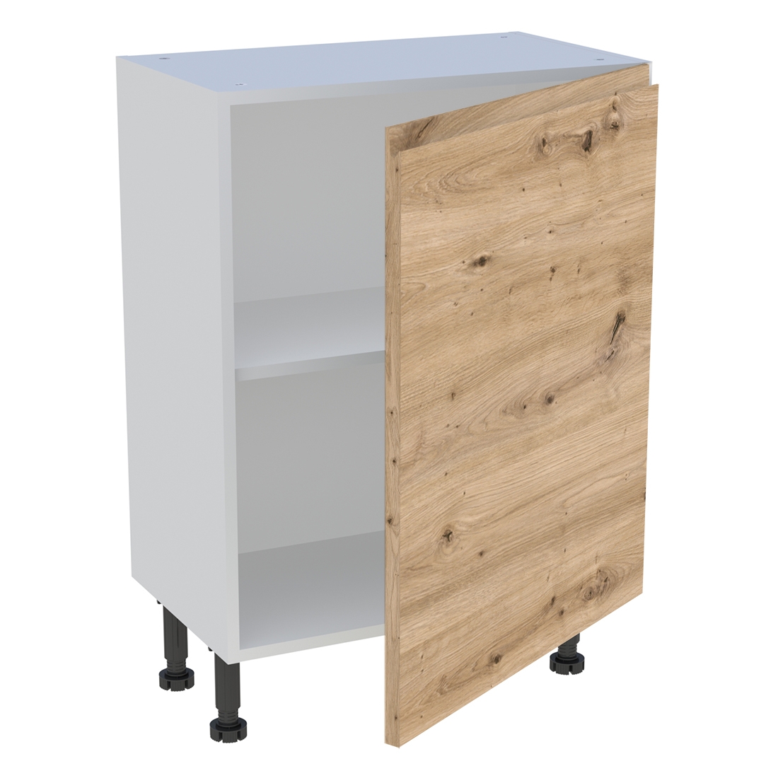 Meuble bas cuisine 1 porte H. 87 cm x L. 60 cm x P. 36,9 cm - Chêne naturel sans poignée