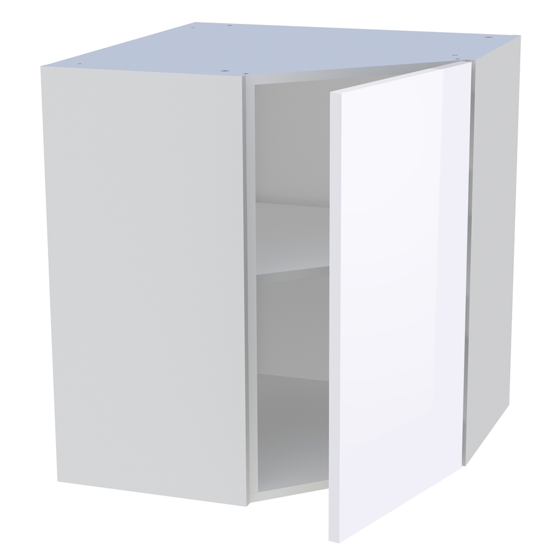 Meuble haut d'angle cuisine 1 porte H. 72 cm x L. 65 cm - Blanc brillant