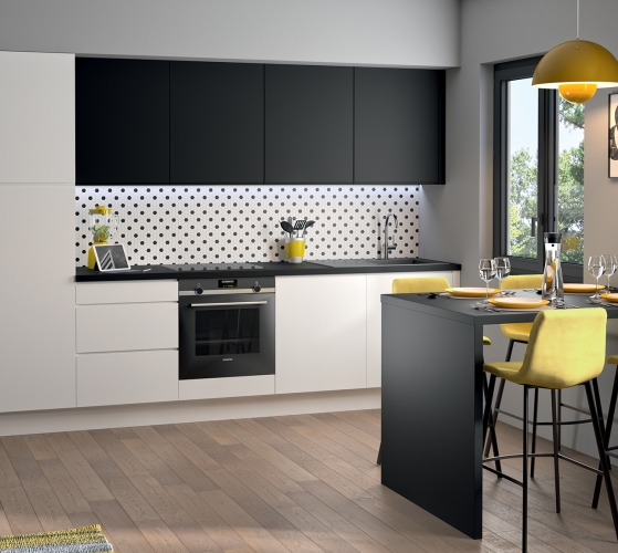 Modèle Blanc et Noir sans Poignée – Cuisine en I