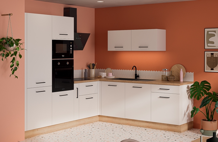 Modèle Blanc Mat - Cuisine en angle