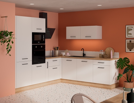 Modèle Blanc Mat - Cuisine en angle