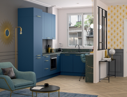 Modèle Bleu Nuit Mat – Cuisine en U