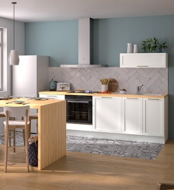 Modèle Blanc Cadre – Cuisine en I avec ilot
