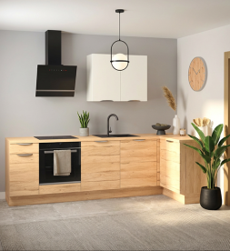 Modèle Chêne Clair et Blanc Mat – Cuisine en L