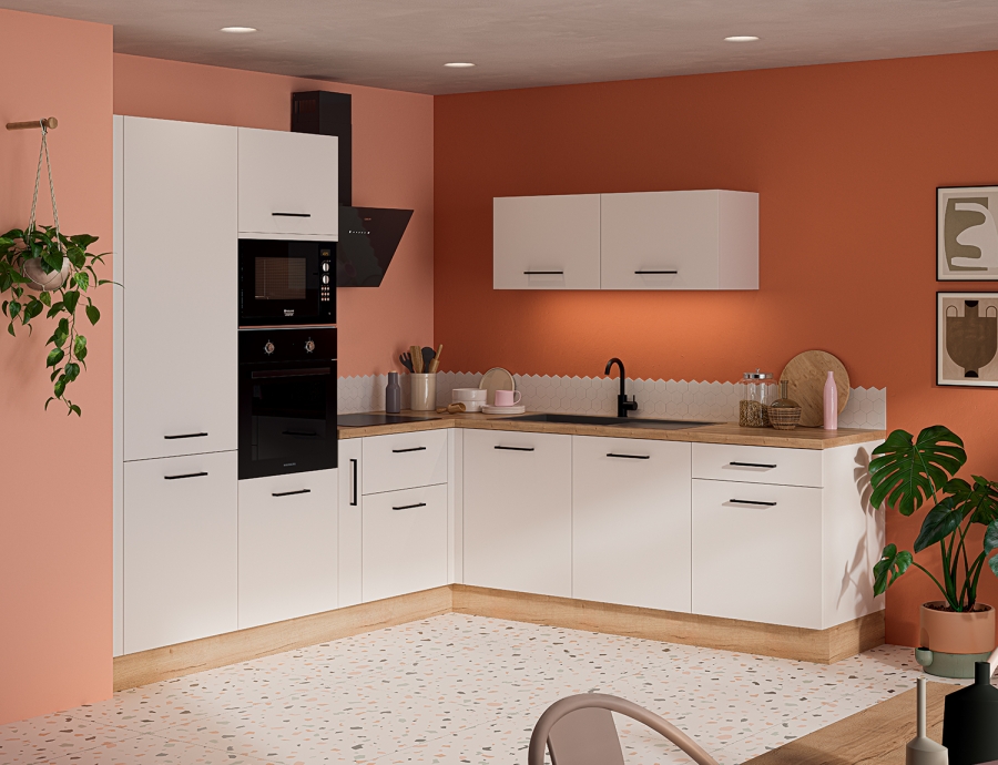 Modèle Blanc Mat - Cuisine en angle