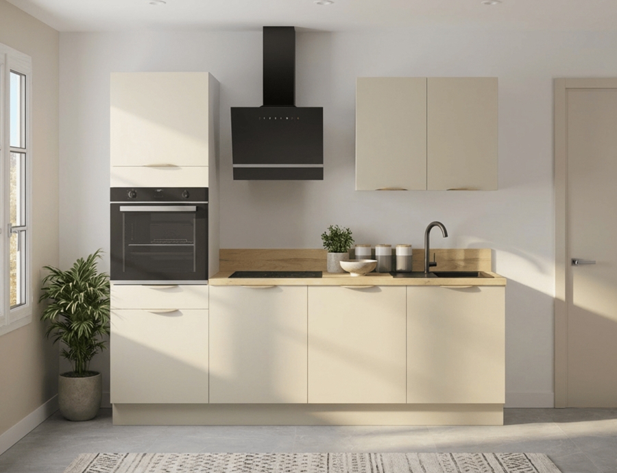 Modèle Beige Mat – Cuisine linéaire