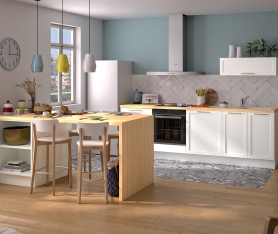 Modèle Blanc Cadre – Cuisine en I avec ilot