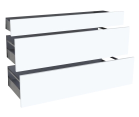 1x Kit façade meuble cuisine Blanc Mat 1 tiroir, 2 casseroliers H. 71,7 cm L. 119,7 cm