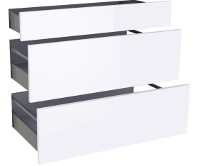 1x Kit façade meuble cuisine Blanc Brillant 1 tiroir, 2 casseroliers H. 71,7 cm L. 89,7 cm