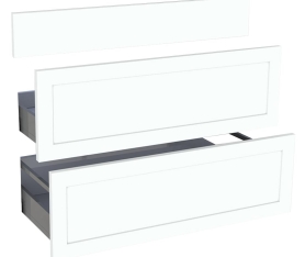 1x Kit façade meuble cuisine Blanc Cadre 1 faux tiroir, 2 casseroliers H. 71,7 cm L. 89,7 cm