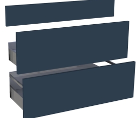 1x Kit façade meuble cuisine Bleu Nuit Mat 1 faux tiroir, 2 casseroliers H. 71,7 cm L. 89,7 cm