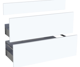 1x Kit façade meuble cuisine Blanc Mat 1 faux tiroir, 2 casseroliers H. 71,7 cm L. 89,7 cm