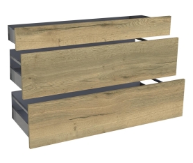 1x Kit façade meuble cuisine Chêne Structuré 1 tiroir, 2 casseroliers H. 71,7 cm L. 119,7 cm