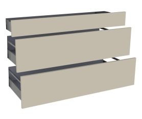 1x Kit façade meuble cuisine Beige Mat 1 tiroir, 2 casseroliers H. 71,7 cm L. 119,7 cm