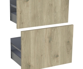 1x Kit façade meuble cuisine Chêne Doré 2 casseroliers H. 71,7 cm L. 59,7 cm