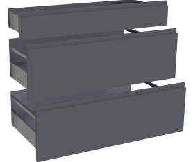 1x Kit façade meuble cuisine Gris Ardoise Mat Sans Poignée 1 tiroir, 2 casseroliers H. 71,7 cm L. 89,7 cm